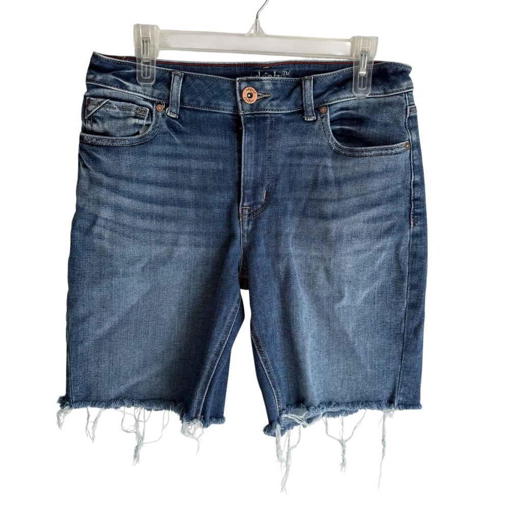 EDGELY Ladies Mid-Rise Button Closure Bermuda Cut-Off Shorts, 10